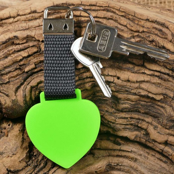 Schlüsselanhänger mit Foto - Herz neongrün - einseitig -