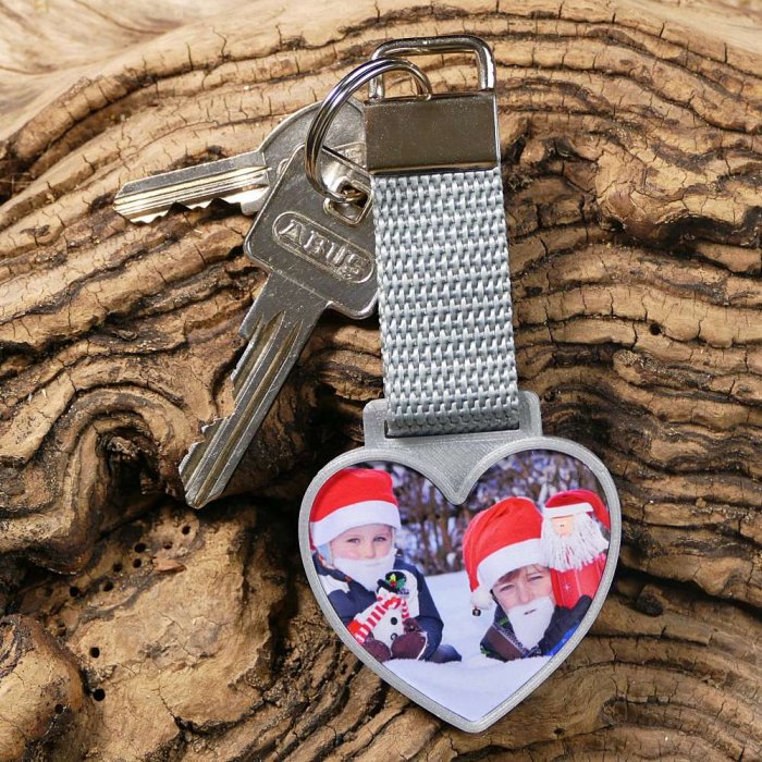 Schluesselanhaenger mit Foto Herz silber einseitig Beispiel Vorderseite Schluesselanhaenger mit Foto Herz silber einseitig Beispiel Vorderseite