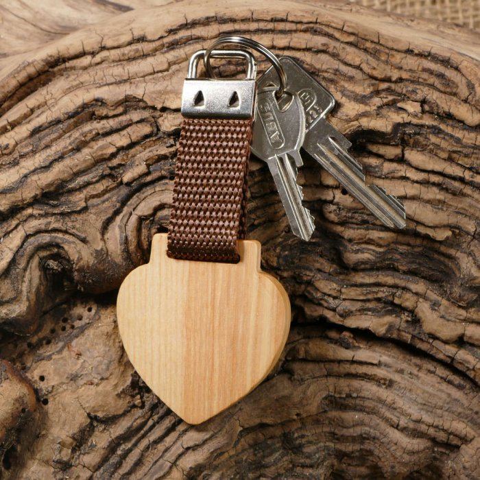 Schlüsselanhänger mit Foto - Herz aus Holz - einseitig -