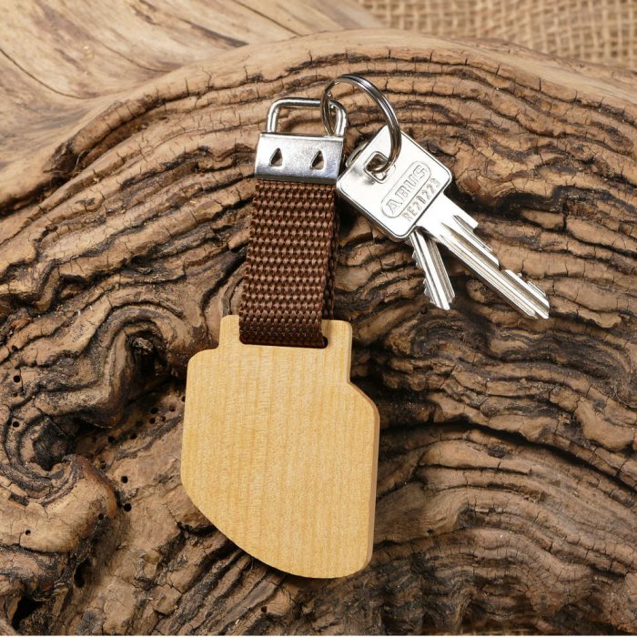 Schlüsselanhänger Swing mit Foto - aus Holz - einseitig