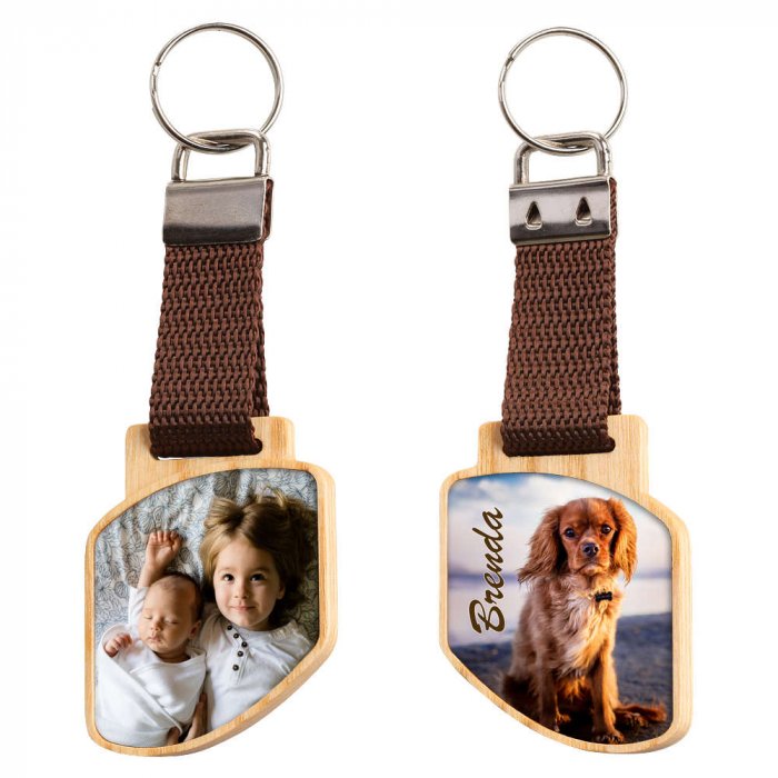 Schluesselanhaenger Swing sus Holzmit Foto zweiseitig Schluesselanhaenger Swing sus Holzmit Foto zweiseitig