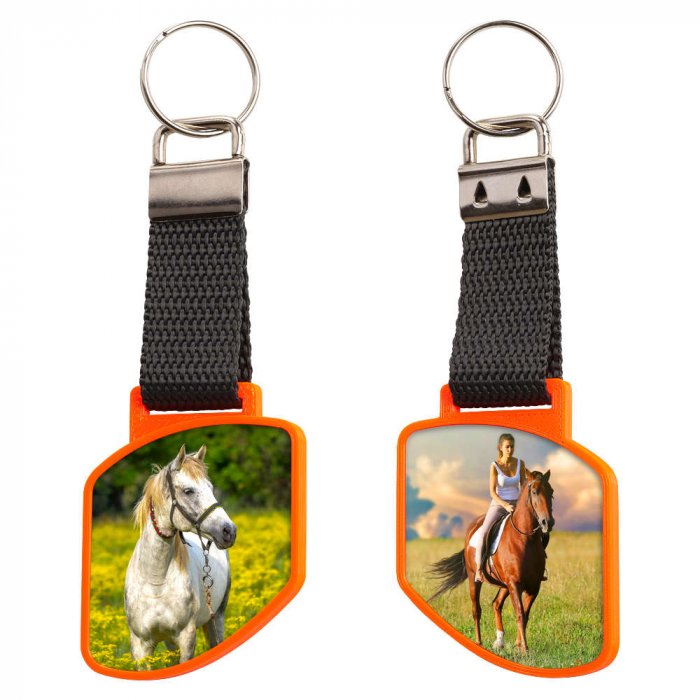 Schluesselanhaenger mit Foto Swing leuchtorange zweiseitig Schluesselanhaenger mit Foto Swing leuchtorange zweiseitig