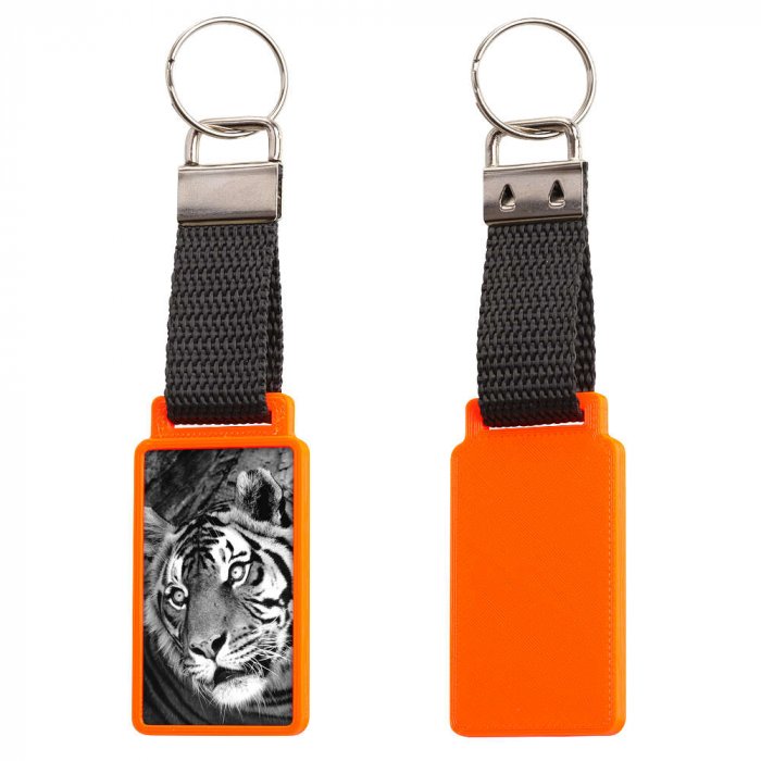 Schluesselanhaenger mit Foto Tokio rechteckig leuchtorange einseitig Schluesselanhaenger mit Foto Tokio rechteckig leuchtorange einseitig