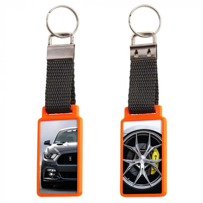 Schluesselanhaenger mit Foto Tokio rechteckig leuchtorange zweiseitig Schluesselanhaenger mit Foto Tokio rechteckig leuchtorange zweiseitig