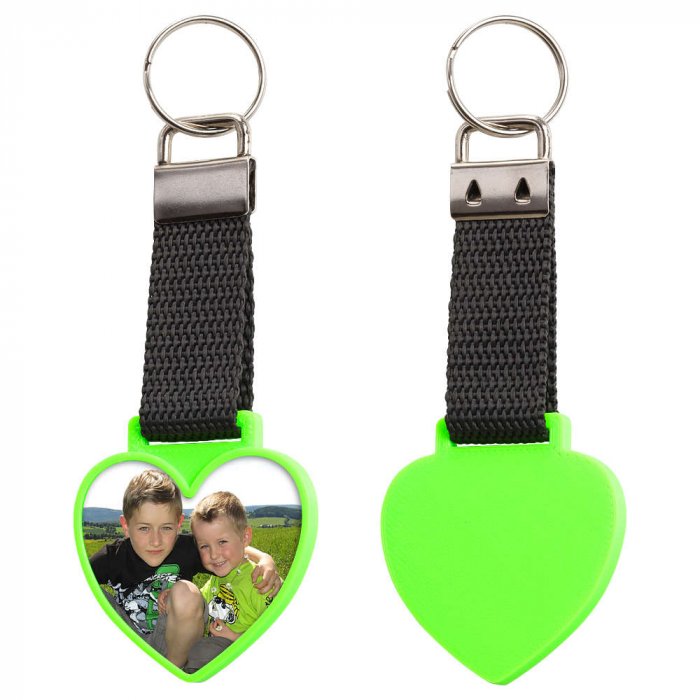 Schluesselanhaenger mit Foto Herz neongrün einseitig Schluesselanhaenger mit Foto Herz neongrün einseitig