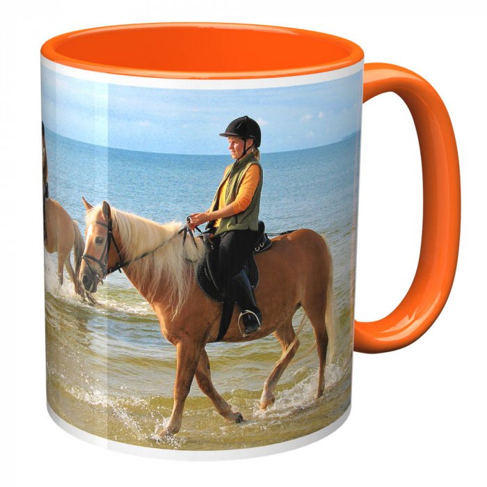Fototasse orange gestalten und bedrucken Fototasse orange gestalten und bedrucken